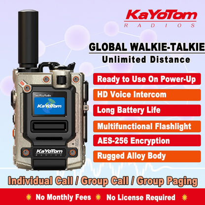Walkie Talkie - Encrypted Two-Way Radio - 72H Battery, Lightweight & LED Flashlight, 172 Countries Coverage