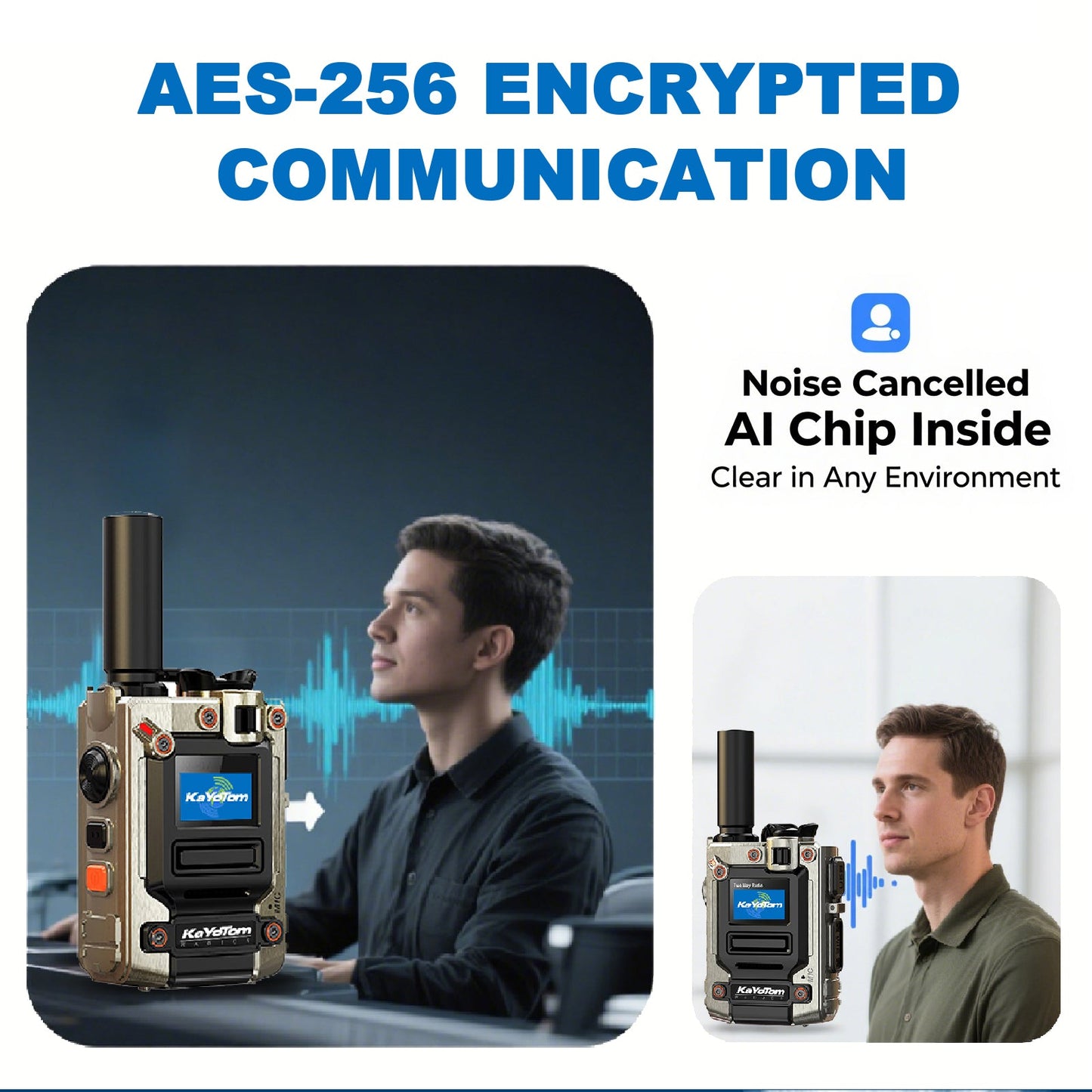 Walkie Talkie - Encrypted Two-Way Radio - 72H Battery, Lightweight & LED Flashlight, 172 Countries Coverage