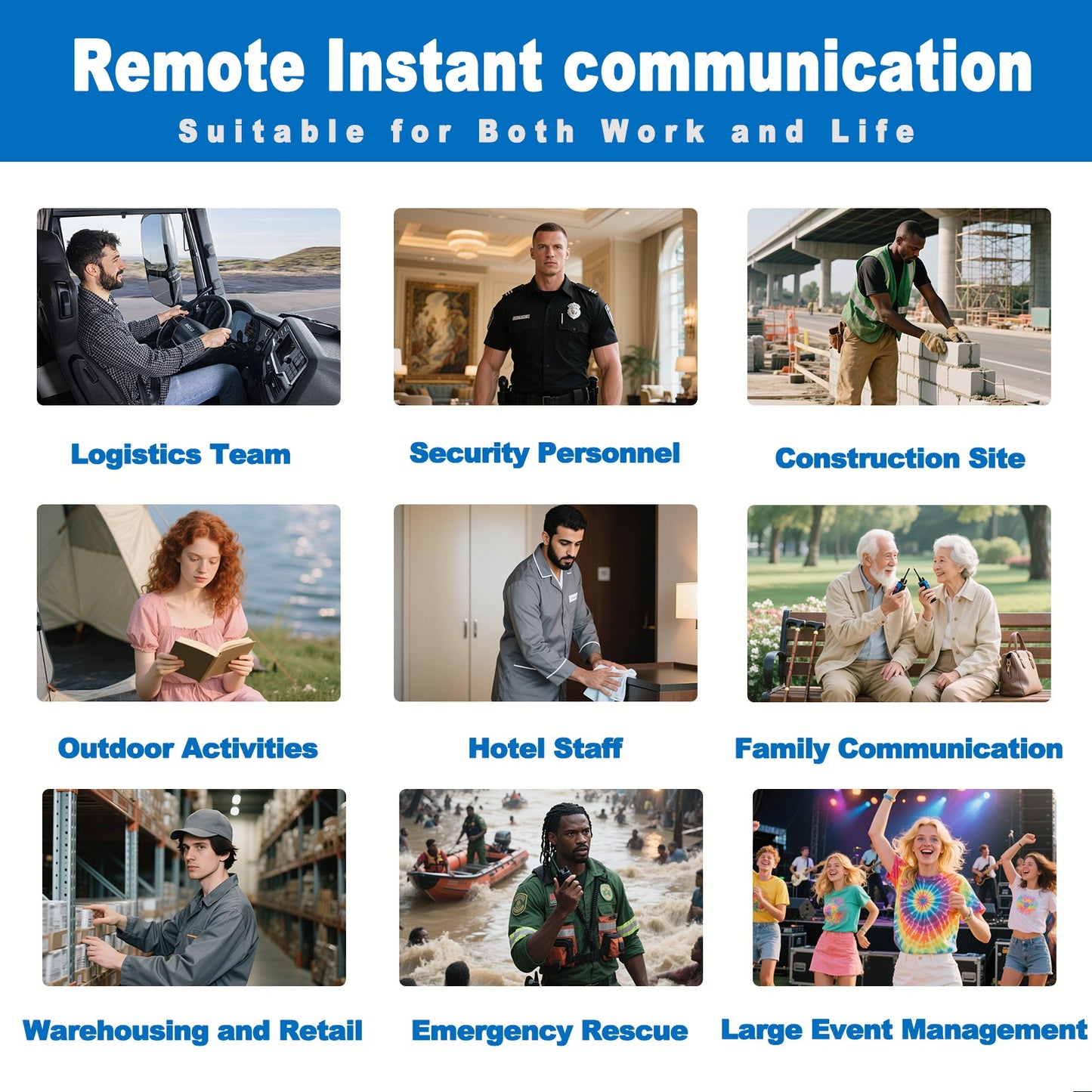 Walkie Talkie - Encrypted Two-Way Radio - 72H Battery, Lightweight & LED Flashlight, 172 Countries Coverage